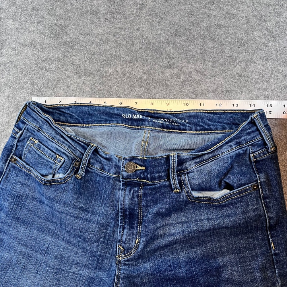 Old Navy Women Curvy Profile Blue Bootcut Jeans 8 Regular Mid Rise Stretch Denim - Picture 3 of 8